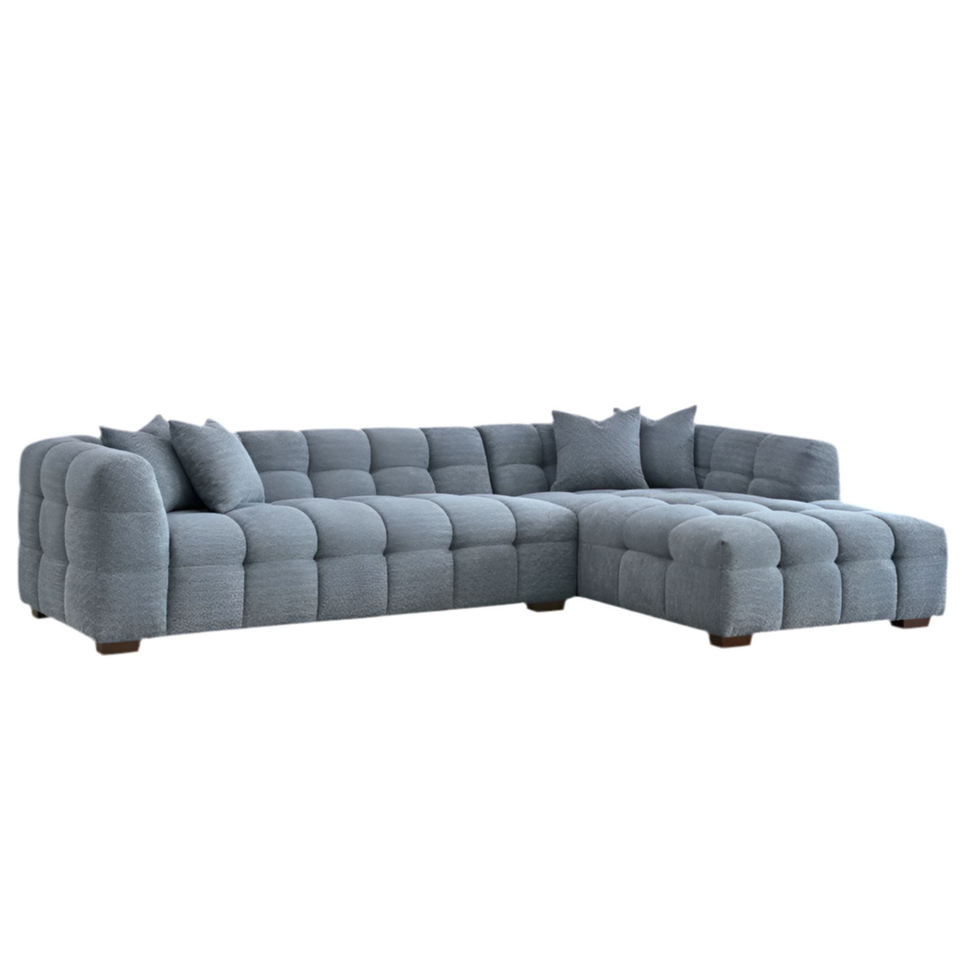 Aluxo Daito Iron Blue Boucle Bubble Corner Sofa | 5 Seater